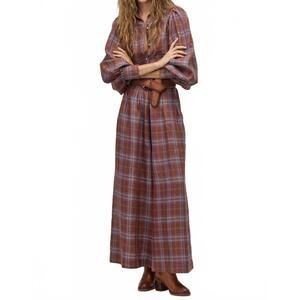 NEW LANTHROPY sabi linen pants in hazelnut checks